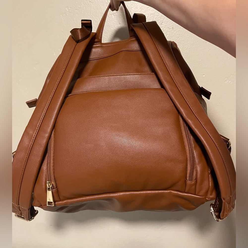 Vegan Leather Diaper Bag Backpack - Picture 2 of 8